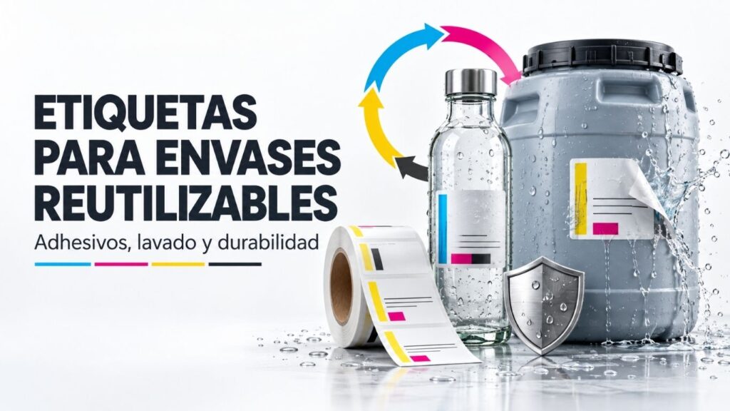 Etiquetas adhesivas para envases reutilizables resistentes al lavado y al uso industrial
